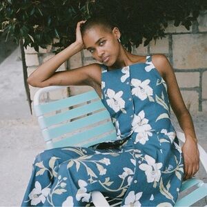 NWT| Coco Shop Floral Blue Mini Dress